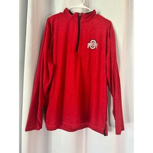 Quarter‎ Zip Authentic Ohio State Buckeyes Pullover Long Sleeve Red Size L Large